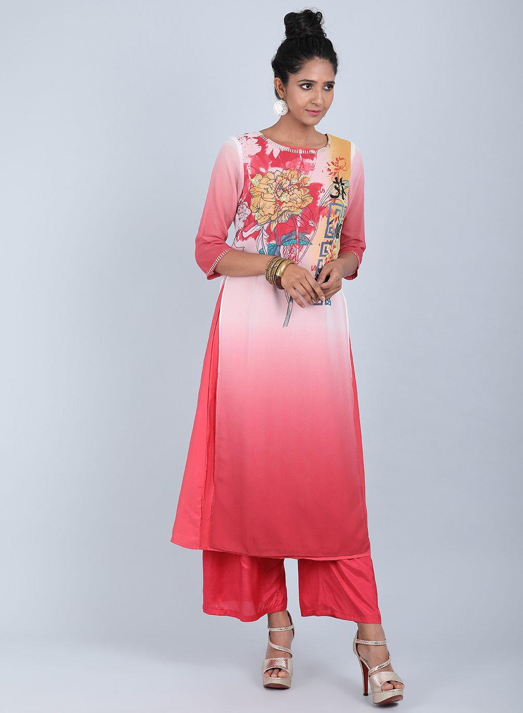 W for Woman Rose Pink Floral Print kurta