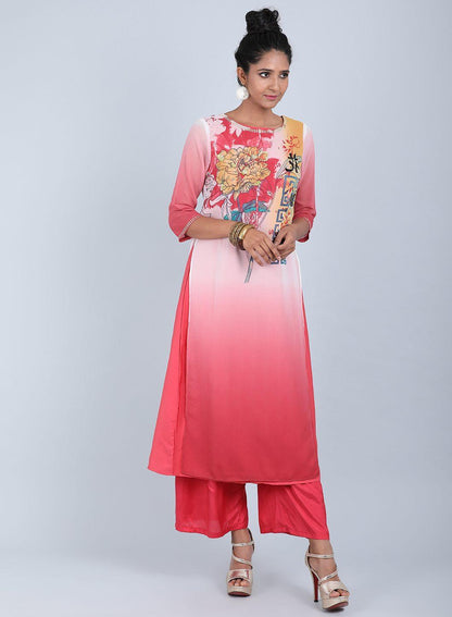 W for Woman Rose Pink Floral Print kurta