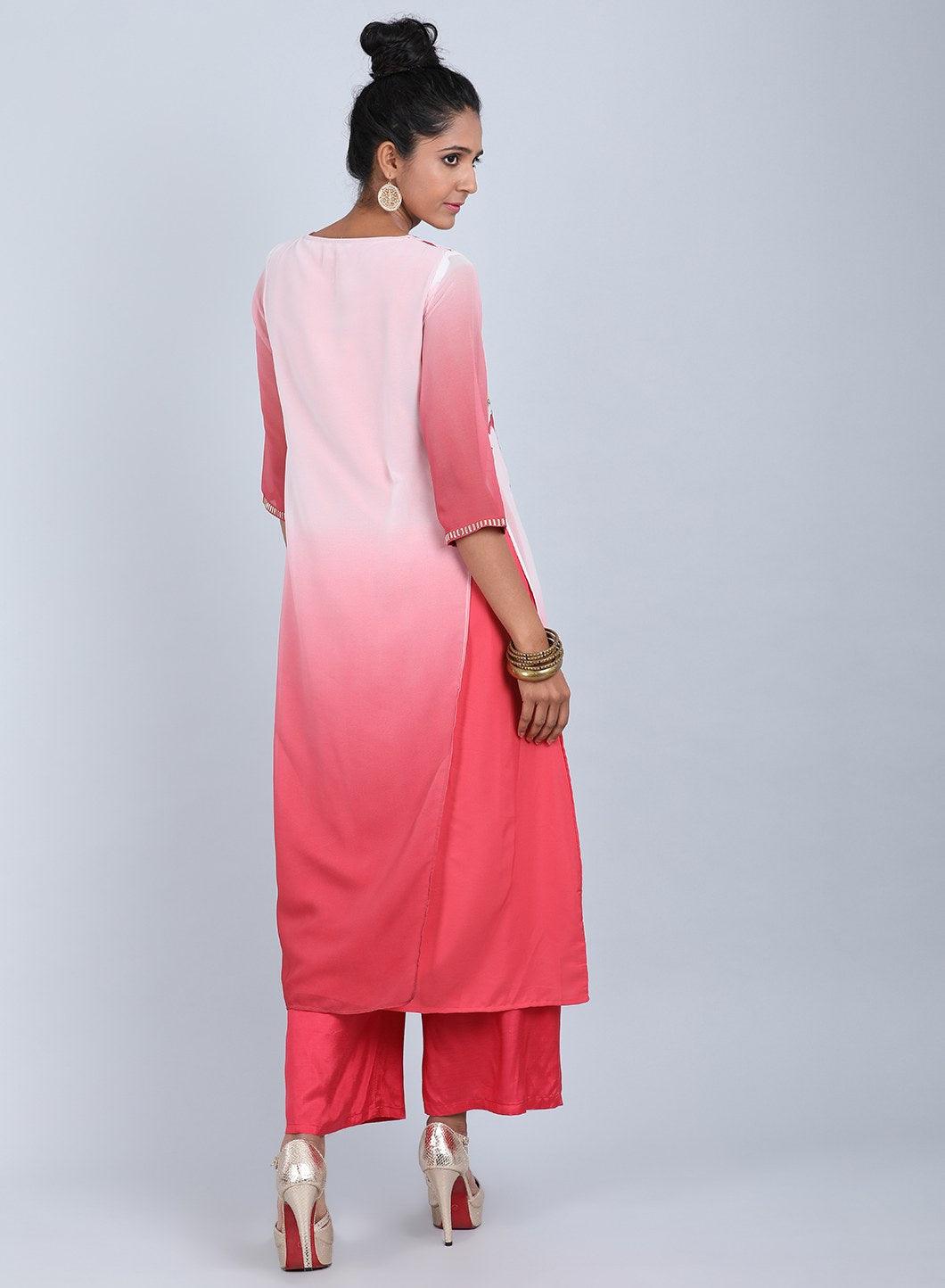 W for Woman Rose Pink Floral Print kurta