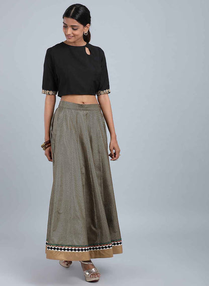 W for Woman Black Printed Skirt