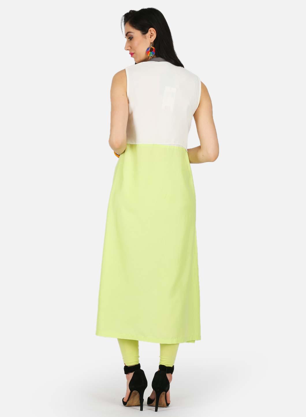 W for Woman Green A-Line Printed kurta