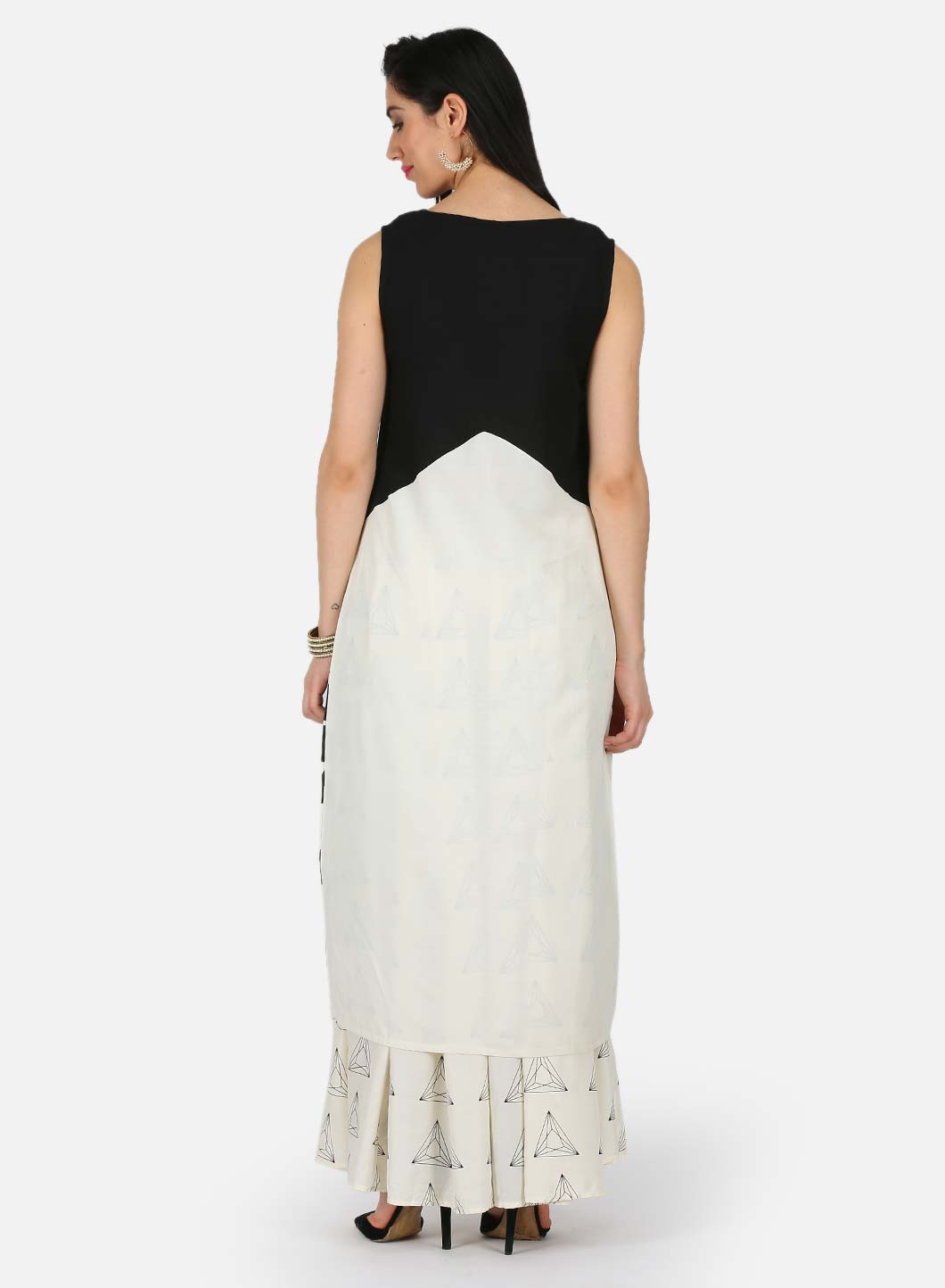 W for Woman Black & White Printed kurta