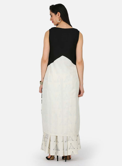 W for Woman Black & White Printed kurta