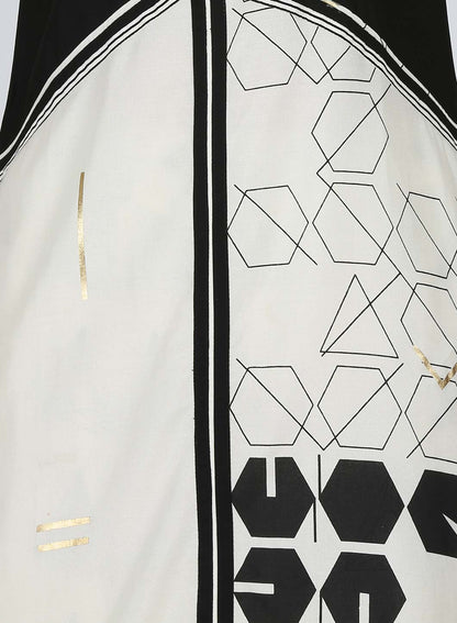 W for Woman Black & White Printed kurta