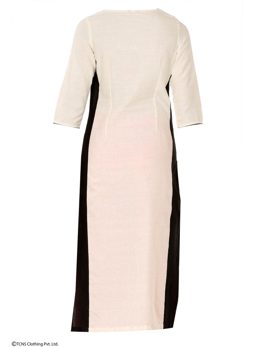 W for Woman White Printed 3/4 Sleeve kurta