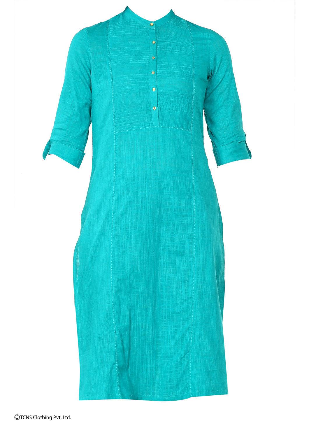 W for Woman Green 3/4 Sleeve kurta