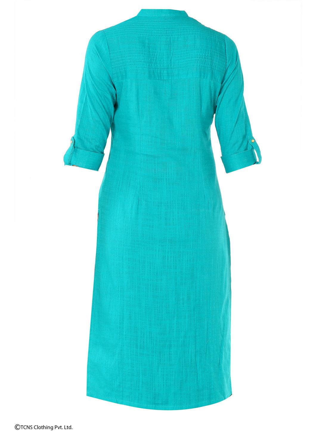 W for Woman Green 3/4 Sleeve kurta