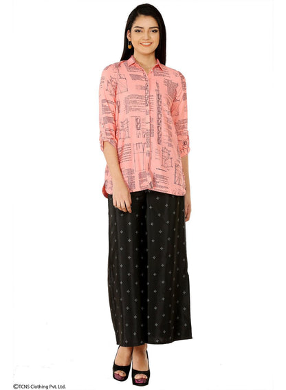 W for Woman Pink Printed Full Sleeve Top