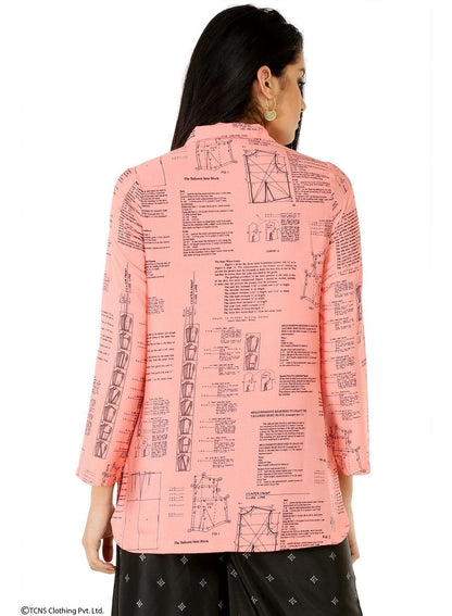 W for Woman Pink Printed Full Sleeve Top