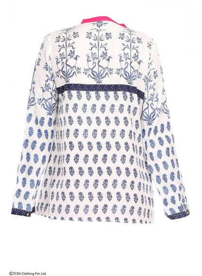 W for Woman White Printed Full Sleeve Top