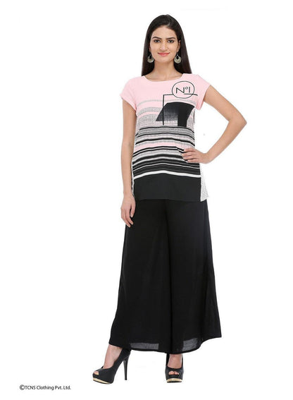 W for Woman Pink Printed Short Sleeve Top
