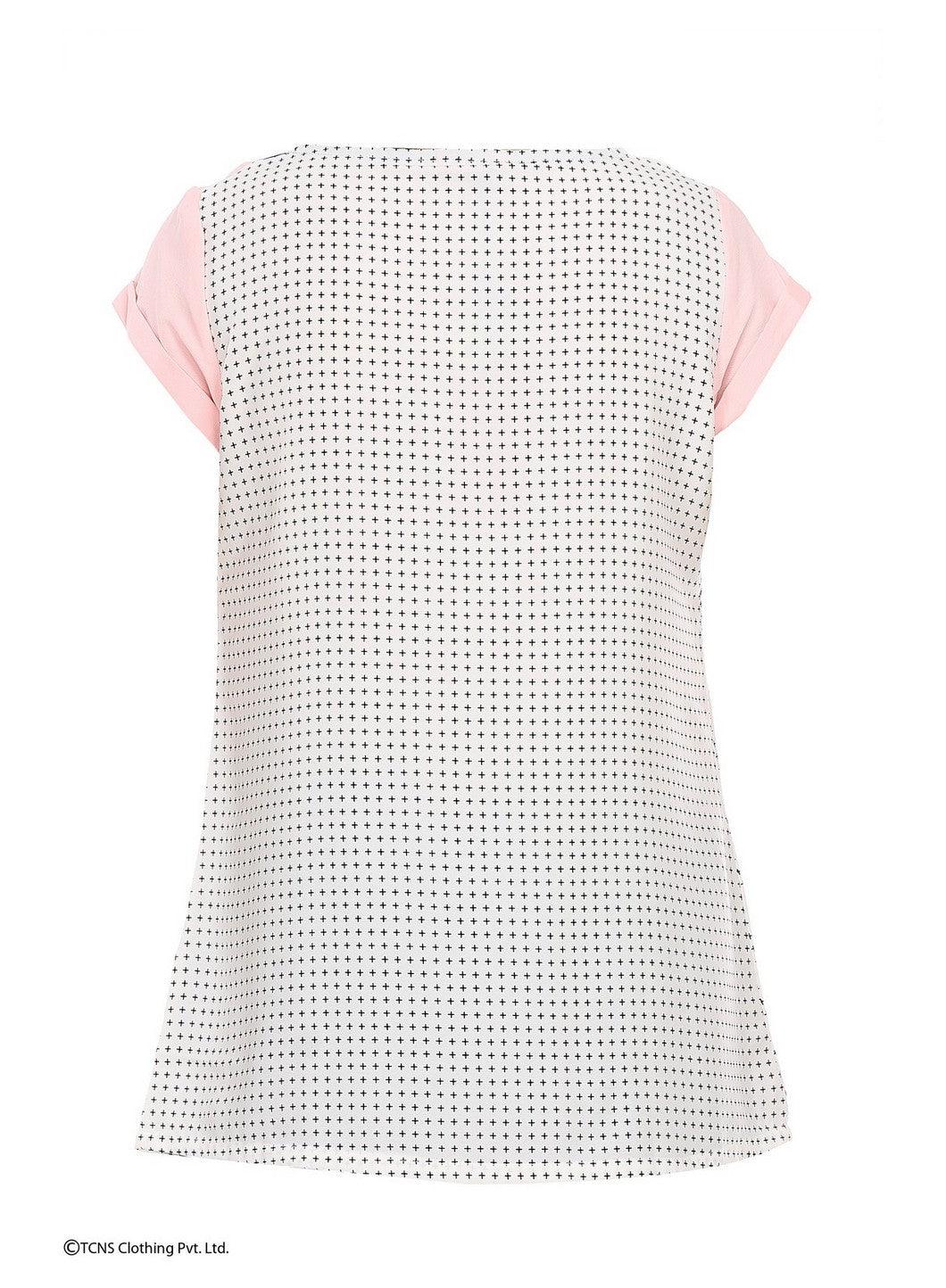 W for Woman Pink Printed Short Sleeve Top
