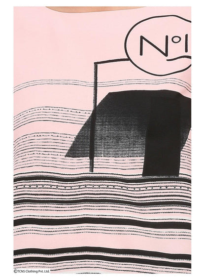 W for Woman Pink Printed Short Sleeve Top