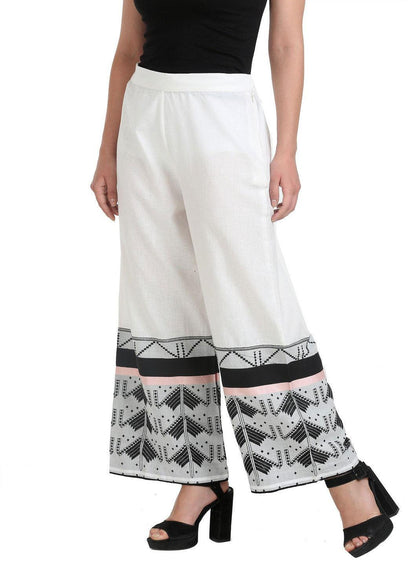 W for Woman White Printed Pants