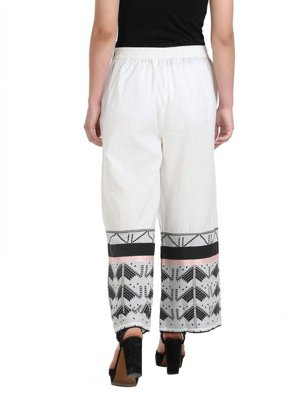 W for Woman White Printed Pants