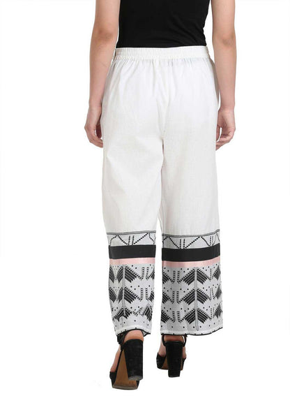 W for Woman White Printed Pants