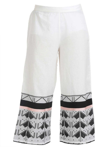 W for Woman White Printed Pants