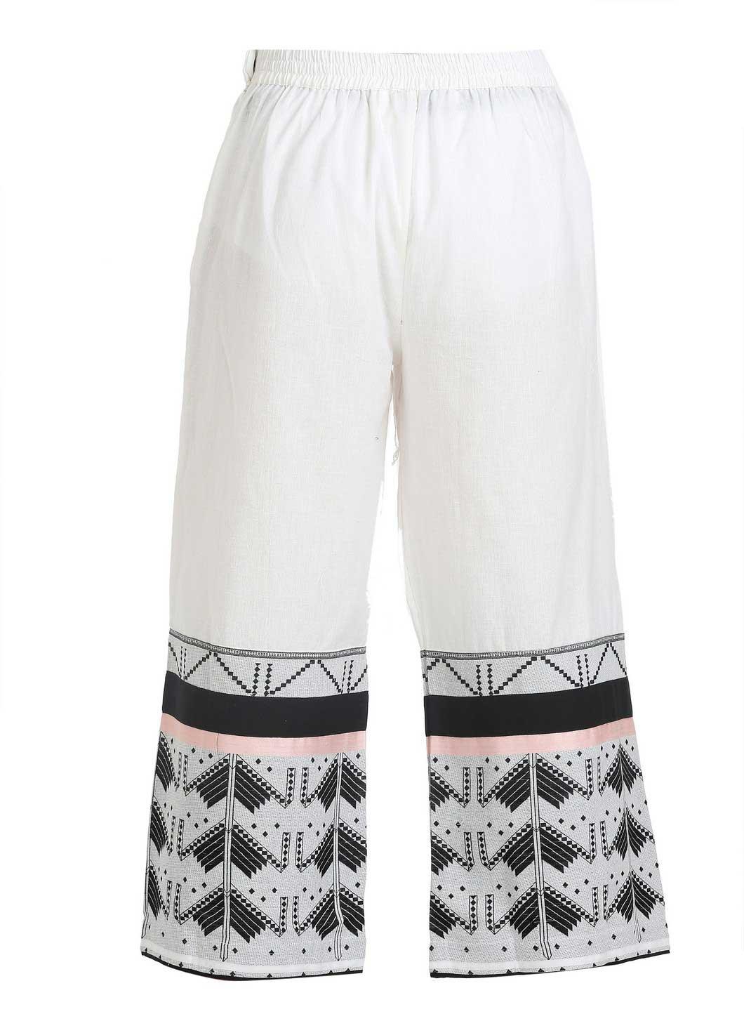 W for Woman White Printed Pants