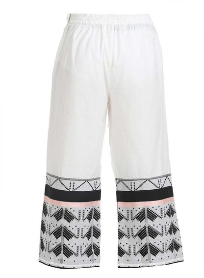 W for Woman White Printed Pants
