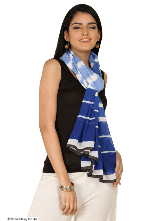 W for Woman Blue Printed Dupatta