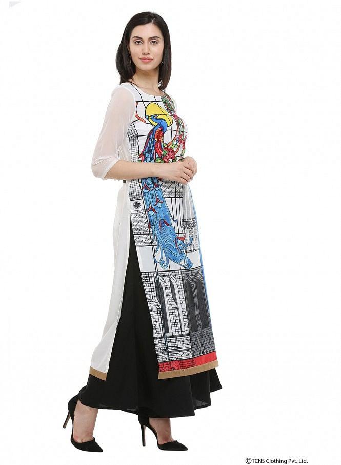 W for Woman Ecru Round Neck kurta