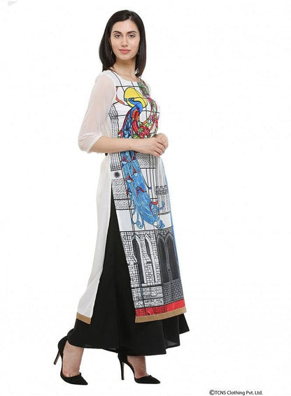 W for Woman Ecru Round Neck kurta