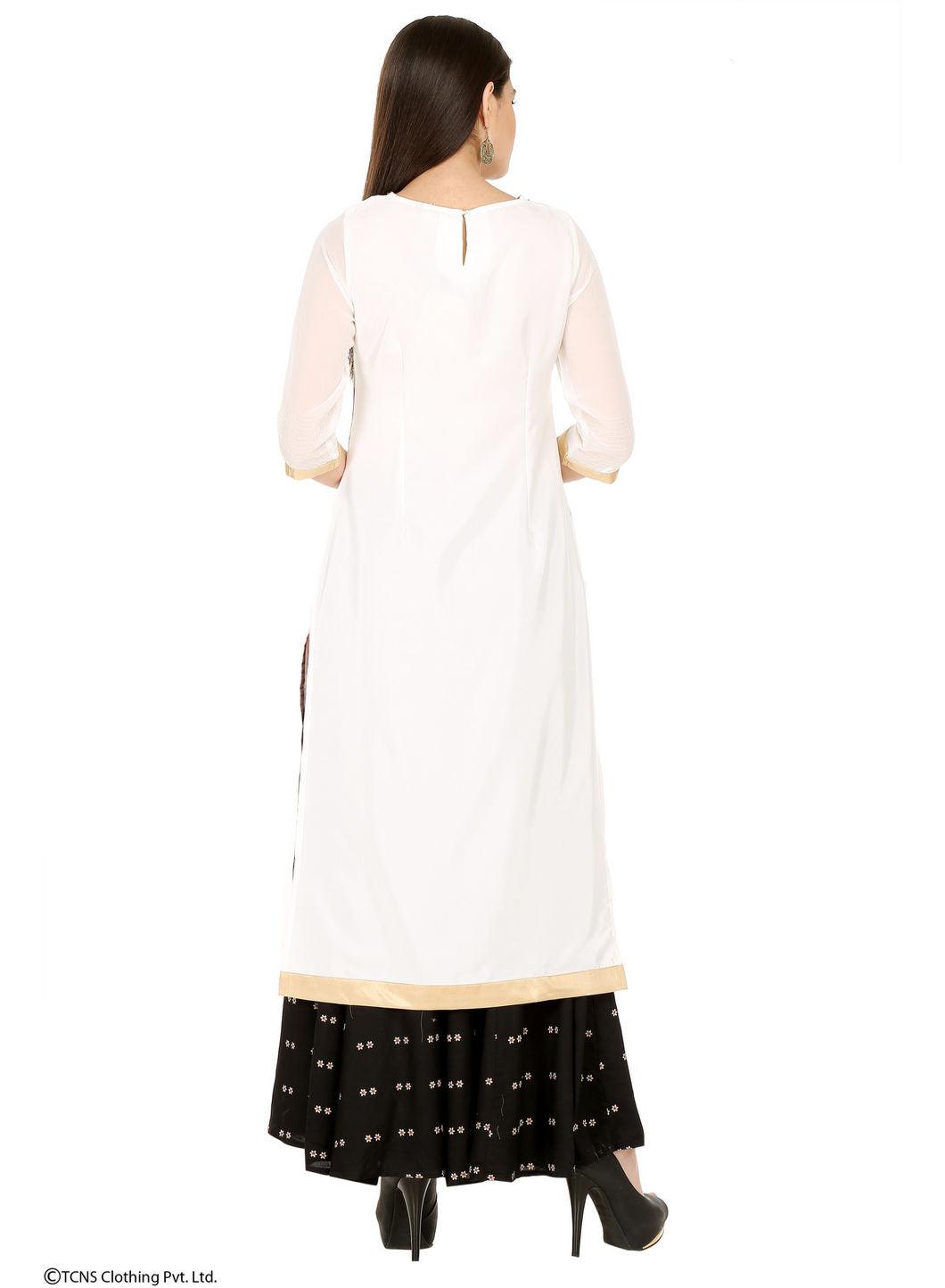 W for Woman Off-White Printed 3/4 Sleeve kurta