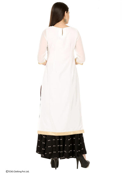 W for Woman Off-White Printed 3/4 Sleeve kurta