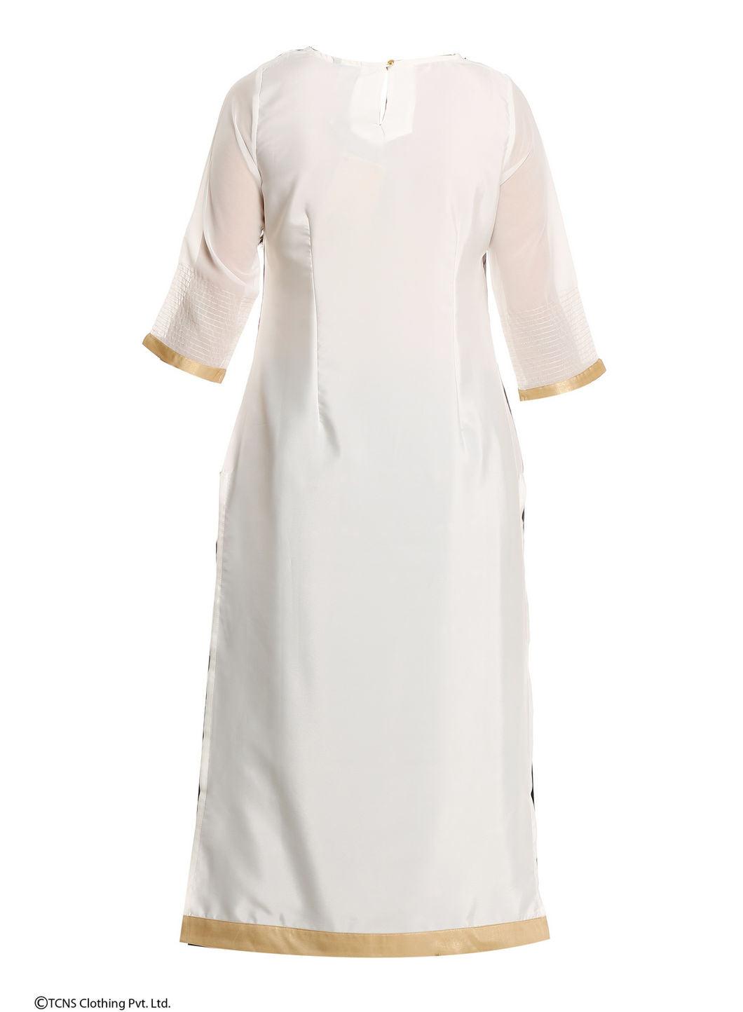 W for Woman Off-White Printed 3/4 Sleeve kurta