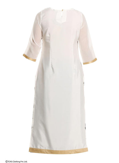 W for Woman Off-White Printed 3/4 Sleeve kurta
