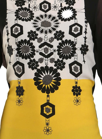 W for Woman Yellow & Black Colorblocked Printed kurta