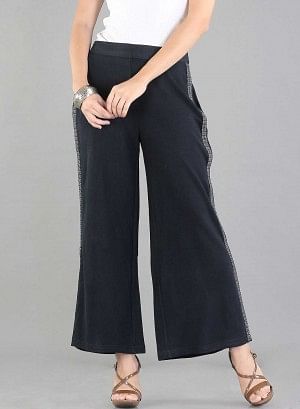W for Woman Blue Solid Palazzos