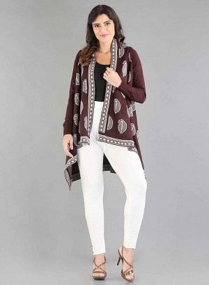 W for Woman Red Paisley Print Asymmetrical Cape