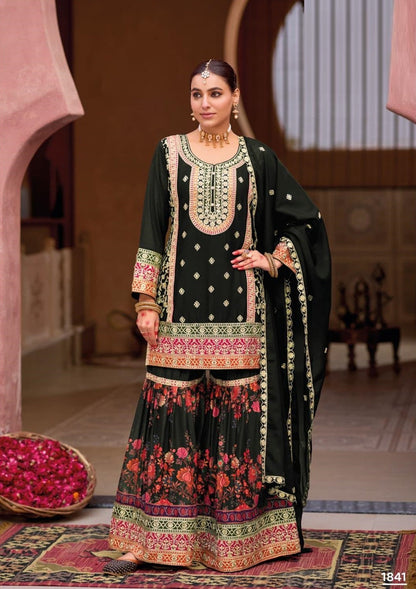 Anaita Black Chinon Embroidered Readymade Salwar Suit