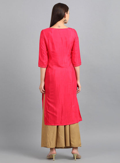 W for Woman Ecru Round Neck Printed kurta