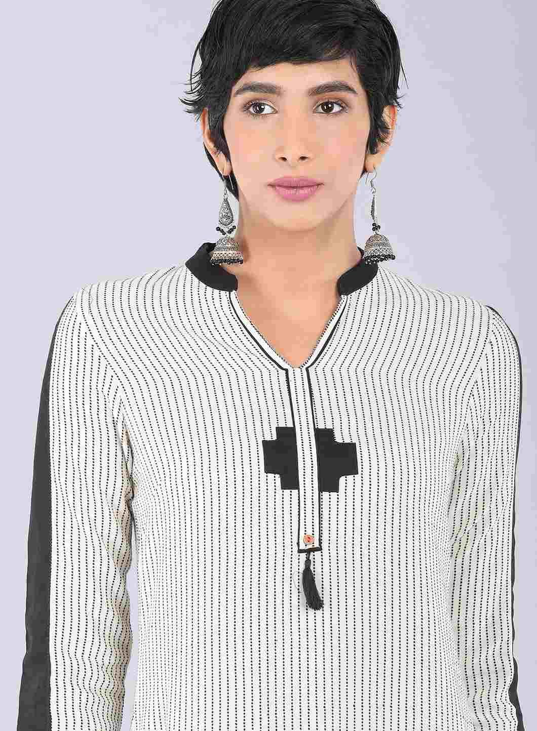 W for Woman Beige Mandarin Neck Printed kurta