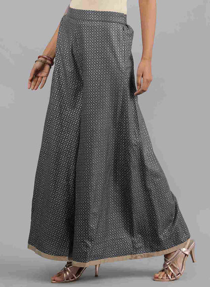 W for Woman Grey Flared Glitter Print Pants