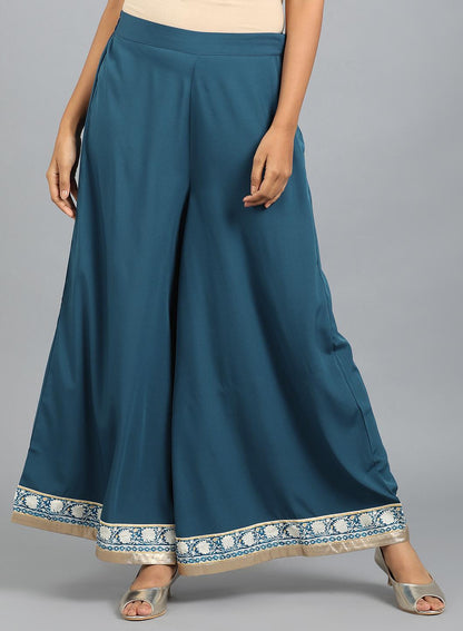 W for Woman Blue Solid Culottes