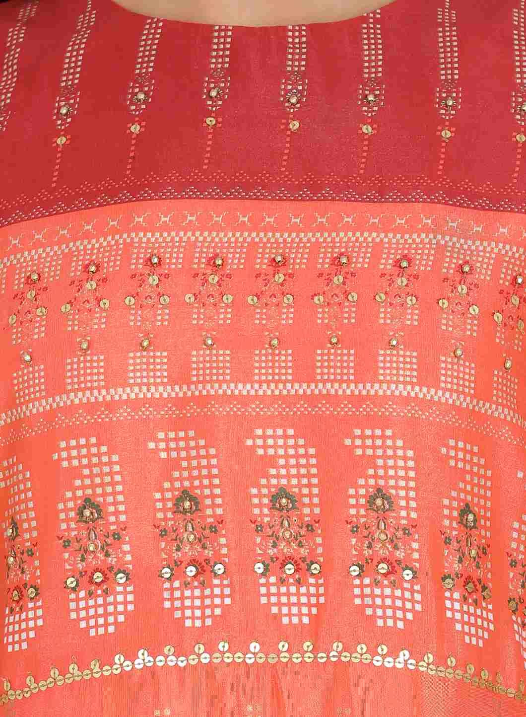 W for Woman Orange Embellished Cut-Out Sleeves kurta