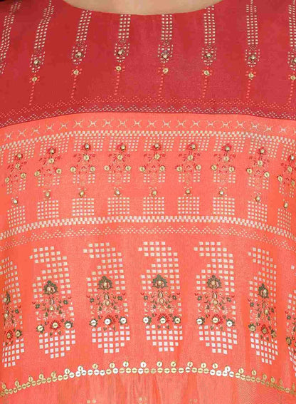W for Woman Orange Embellished Cut-Out Sleeves kurta