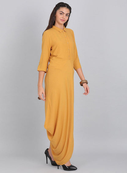 W for Woman Mustard Collar Neck Solid kurta