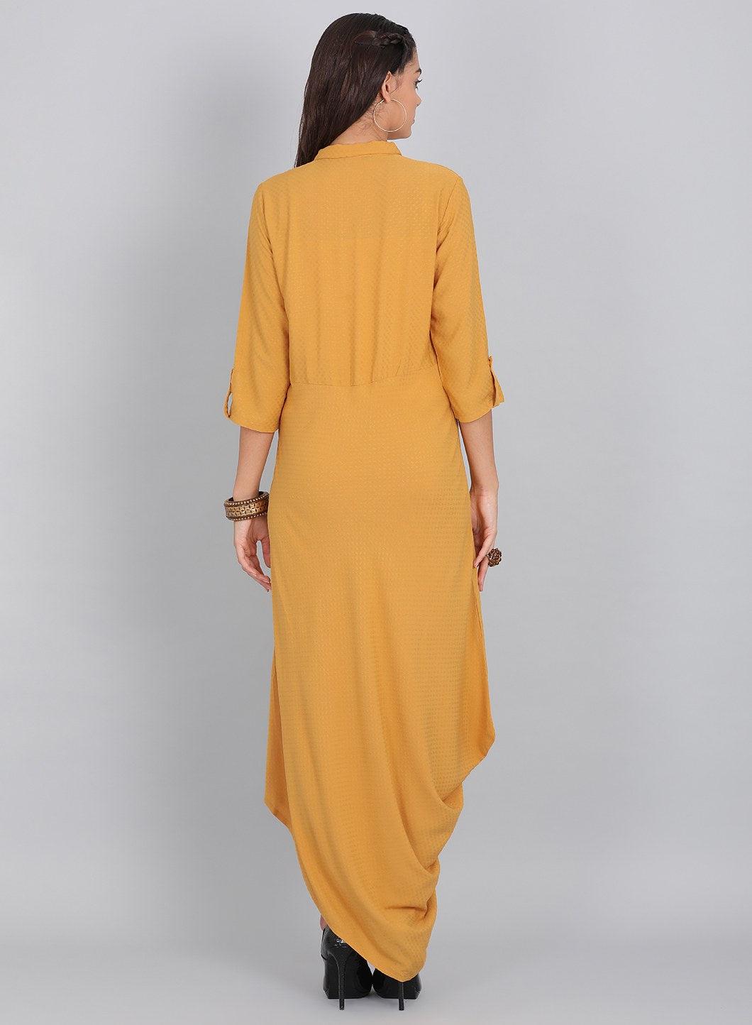 W for Woman Mustard Collar Neck Solid kurta