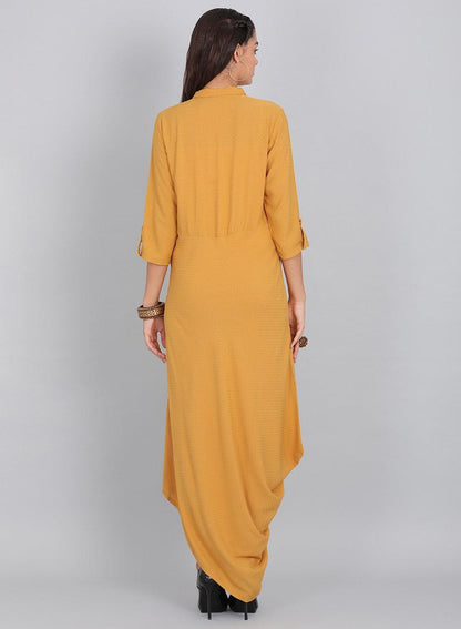 W for Woman Mustard Collar Neck Solid kurta