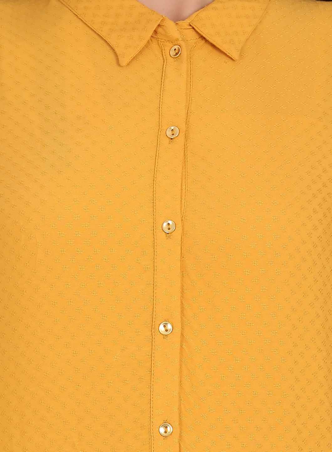 W for Woman Mustard Collar Neck Solid kurta