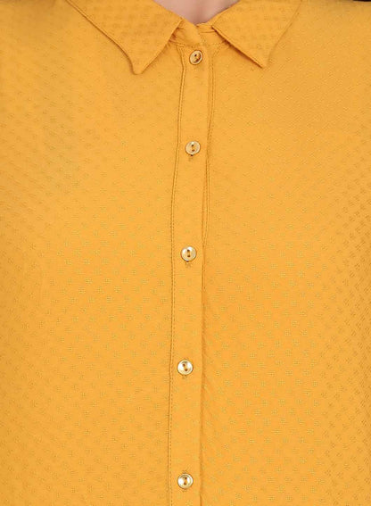 W for Woman Mustard Collar Neck Solid kurta