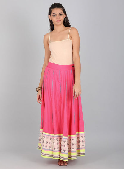 W for Woman Pink Printed Skirt