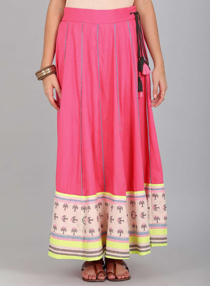 W for Woman Pink Printed Skirt