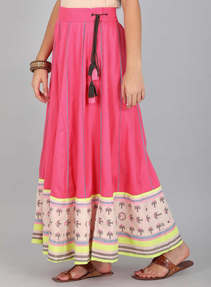 W for Woman Pink Printed Skirt