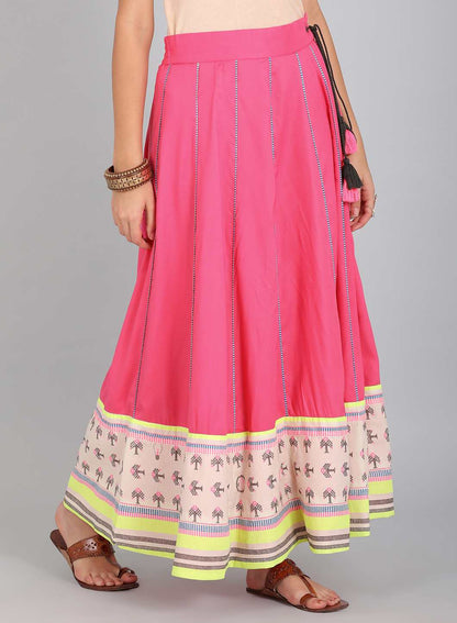 W for Woman Pink Printed Skirt