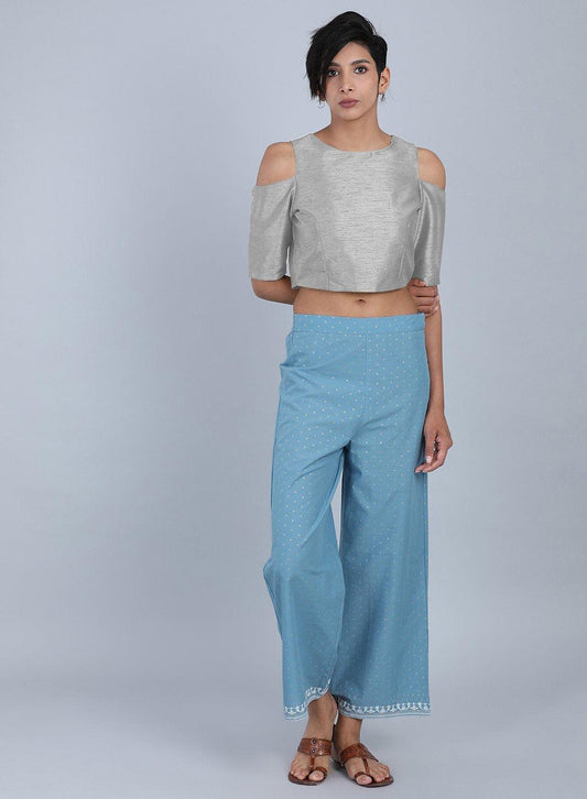 W for Woman Blue Printed Pants